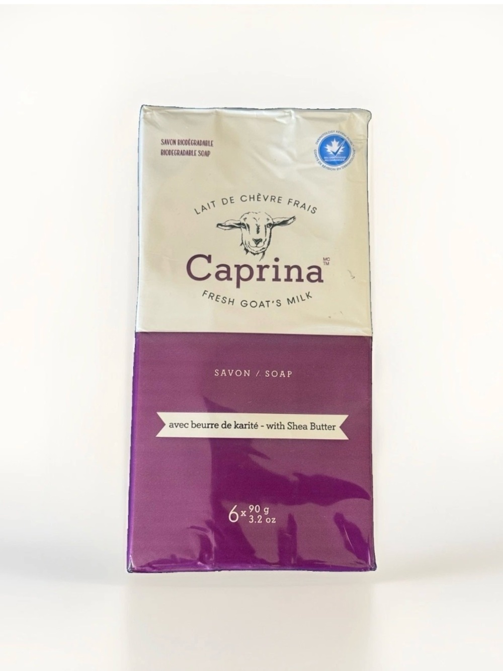 6-pack- Caprina by Canus Fresh Goat's Milk Soap, SHEA BUTTER, 6 bars 3.2 Oz Ea.
